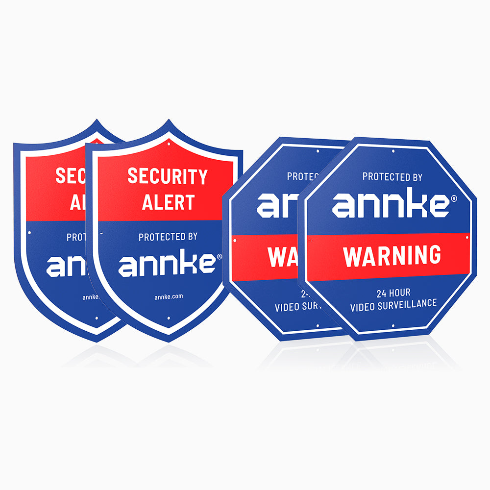 4PCS ANNKE 10" Heavy Duty 100% Aluminum Security Sign, Reflective & Fade Resistant Outdoor Surveillance Warning Sign for Home/Yard/Property Protection