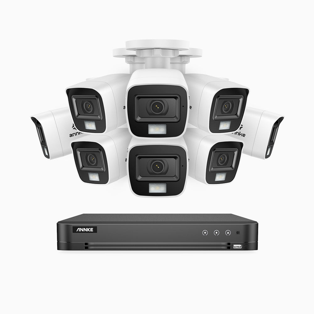 ADLK800 - 4K 16 Channel 8 Dual Light Wired CCTV Security System, Color & IR Night Vision, 3840x2160@20fps, f/1.6 Super Aperture, 4-in-1 Output Signal, IP67