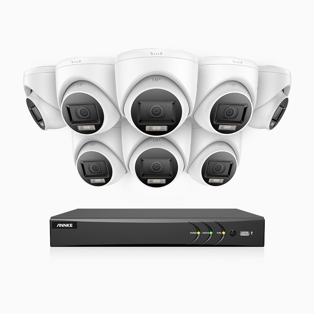 ADLK800 - 4K 8 Channel 8 Dual Light Wired CCTV Security System, Color & IR Night Vision, 3840x2160@20fps, f/1.6 Super Aperture, 4-in-1 Output Signal, IP67