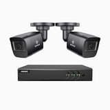 EL200 - 1080p 4 Channel Outdoor Wired Security CCTV System with 2 Cameras, 3.6 MM Lens, Smart DVR with Human & Vehicle Detection, 66 ft Infrared Night Vision, 4-in-1 Output Signal, IP67