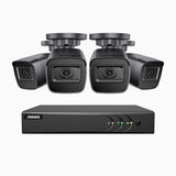 EL200 - 1080p 4 Channel Outdoor Wired Security CCTV System with 4 Cameras, 3.6 MM Lens, Smart DVR with Human & Vehicle Detection, 66 ft Infrared Night Vision, 4-in-1 Output Signal, IP67