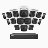 EL200 - 1080p 16 Channel Outdoor Wired Security CCTV System with 16 Cameras, 3.6 MM Lens, Smart DVR with Human & Vehicle Detection, 66 ft Infrared Night Vision, 4-in-1 Output Signal, IP67