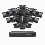 EL200 - 1080p 16 Channel Outdoor Wired Security CCTV System with 16 Cameras, 3.6 MM Lens, Smart DVR with Human & Vehicle Detection, 66 ft Infrared Night Vision, 4-in-1 Output Signal, IP67