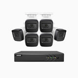 EL200 - 1080p 8 Channel Outdoor Wired Security CCTV System with 6 Cameras, 3.6 MM Lens, Smart DVR with Human & Vehicle Detection, 66 ft Infrared Night Vision, 4-in-1 Output Signal, IP67