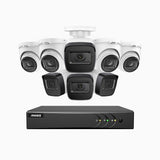 EL200 - 1080p 8 Channel Outdoor Wired Security CCTV System with 4 Bullet & 4 Turret Cameras, 3.6 MM Lens, Smart DVR with Human & Vehicle Detection, 66 ft Infrared Night Vision, 4-in-1 Output Signal, IP67