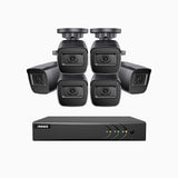 EL200 - 1080p 8 Channel Outdoor Wired Security CCTV System with 6 Cameras, 3.6 MM Lens, Smart DVR with Human & Vehicle Detection, 66 ft Infrared Night Vision, 4-in-1 Output Signal, IP67