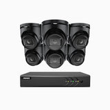 EL200 - 1080p 8 Channel Outdoor Wired Security CCTV System with 6 Cameras, 3.6 MM Lens, Smart DVR with Human & Vehicle Detection, 66 ft Infrared Night Vision, 4-in-1 Output Signal, IP67