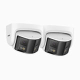 2-Pack FCD600 Panoramic Outdoor PoE Dual Lens Security Camera, 6MP Resolution, 180° Ultra Wide Angle, f/1.2 Super Aperture, BSI Sensor, Color Night Vision & Infrared Night Vision, Built-in Mic, Active Siren & Alarm, Human & Vehicle Detection