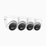 AC500 - 4PCS 3K Dual Light Outdoor PoE Security Camera, Color & IR Night Vision, 3072*1728 Resolution, f/1.6 Aperture (0.005 Lux), Human & Vehicle Detection, Built-in Microphone, IP67