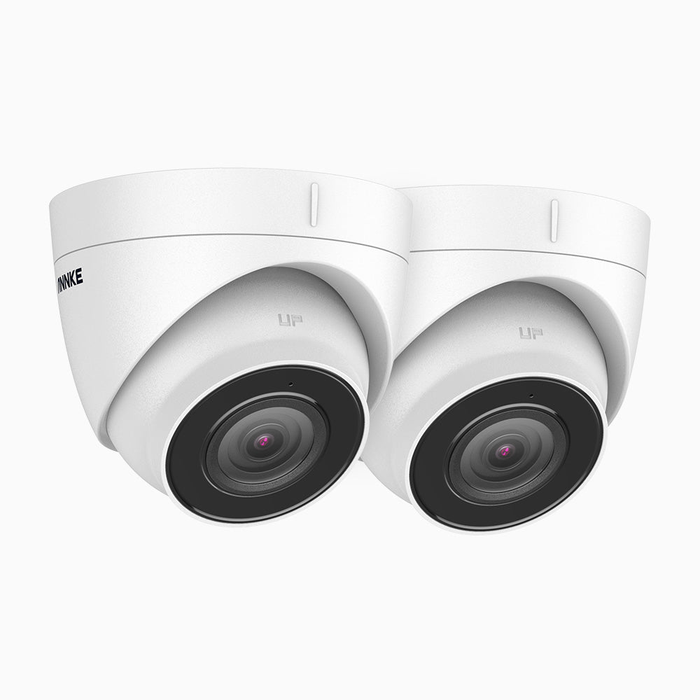 C800 - 2PCS 4K Outdoor PoE IP Security Camera, Human & Vehicle Detection, Color & IR Night Vision, Built-in Microphone & SD Card Slot, RTSP Supported