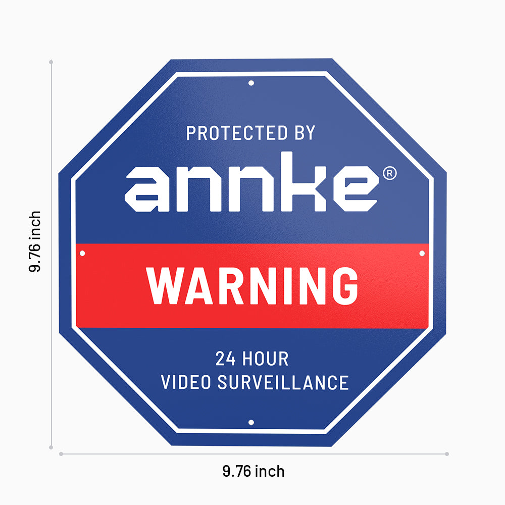 4PCS ANNKE 10" Heavy Duty 100% Aluminum Security Sign, Reflective & Fade Resistant Outdoor Surveillance Warning Sign for Home/Yard/Property Protection