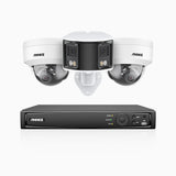 HDCK680 - 4 Channel PoE NVR Security System with Two 4K Cameras & One 6MP Dual Lens Panoramic Camera (180° Ultra Wide Angle), Human & Vehicle Detection, Built-in Microphone, Two-Way Audio