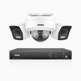 H800 - 4K 4 Channel PoE Security System with 2 Bullet & 1 Dome (IK10) Cameras, Vandal-Resistant, Human & Vehicle Detection, Built-in Mic, RTSP Supported