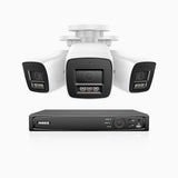 H800 - 4K 4 Channel 3 Cameras PoE Security System, Human & Vehicle Detection, Color & IR Night Vision, Built-in Mic, RTSP Supported