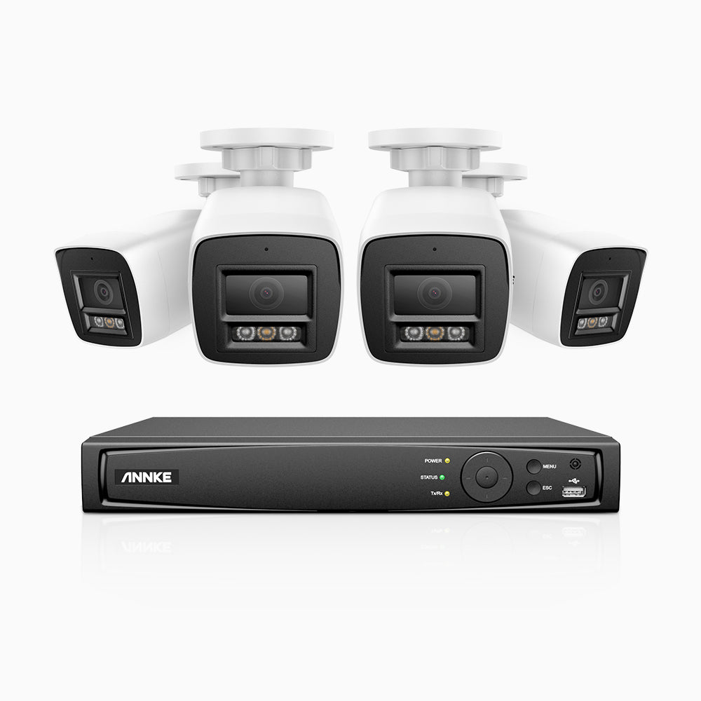 H800 - 4K 4 Channel 4 Cameras PoE Security System, Human & Vehicle Detection, Color & IR Night Vision, Built-in Mic, RTSP Supported