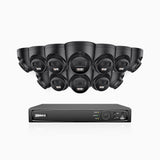 AH500 - 3K 16 Channel 12 Cameras PoE Security System, Color & IR Night Vision, 3072*1728 Resolution, f/1.6 Aperture (0.005 Lux), Human & Vehicle Detection, Built-in Microphone,IP67