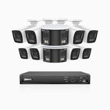 HDCK680 - 16 Channel PoE NVR Security System with Eight 4K Cameras & Two 6MP Dual Lens Panoramic Camera (180° Ultra Wide Angle), Human & Vehicle Detection, Built-in Microphone, Two-Way Audio