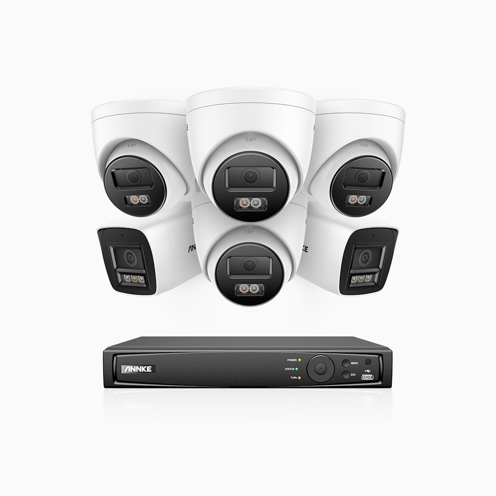 H800 - 4K 16 Channel PoE Security System with 2 Bullet & 4 Turret Cameras, Human & Vehicle Detection, Color & IR Night Vision, Built-in Mic, RTSP Supported