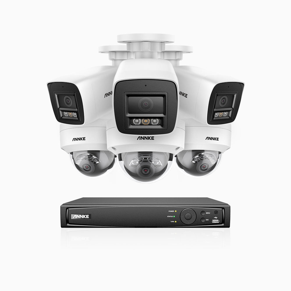 H800 - 4K 16 Channel PoE Security System with 3 Bullet & 3 Dome (IK10) Cameras, Vandal-Resistant, Human & Vehicle Detection, Color & IR Night Vision, Built-in Mic, RTSP Supported