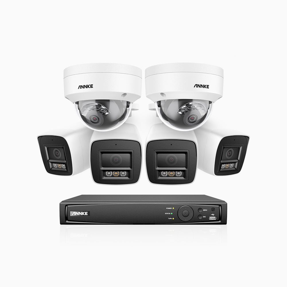 H800 - 4K 16 Channel PoE Security System with 4 Bullet & 2 Dome (IK10) Cameras, Vandal-Resistant, Human & Vehicle Detection, Color & IR Night Vision, Built-in Mic, RTSP Supported