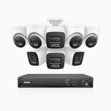 H1200 - 4K 12MP 16 Channel PoE Security System with 4 Bullet & 4 Turret Cameras, Color & IR Night Vision, Human & Vehicle Detection, H.265+, Built-in Microphone, Max. 512 GB Local Storage, IP67