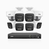 H800 - 4K 16 Channel PoE Security System with 6 Bullet & 2 Dome (IK10) Cameras, Vandal-Resistant, Human & Vehicle Detection, Color & IR Night Vision, Built-in Mic, RTSP Supported