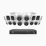 H800 - 4K 16 Channel PoE Security System with 6 Bullet & 10 Turret Cameras, Human & Vehicle Detection, Color & IR Night Vision, Built-in Mic, RTSP Supported