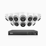 H800 - 4K 16 Channel 12 Cameras PoE Security System, Human & Vehicle Detection, Built-in Micphone, Color & IR Night Vision, RTSP Supported