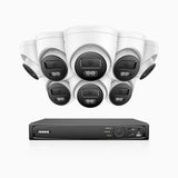 H1200 - 4K 12MP 16 Channel 8 Cameras PoE Security System, Color & IR Night Vision, Human & Vehicle Detection, H.265+, Built-in Microphone, Max. 512 GB Local Storage, IP67