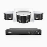 FDH600 - 8 Channel PoE Security System with 2 Bullet & 1 Turret Dual Lens Cameras, 6MP Resolution, 180° Ultra Wide Angle, f/1.2 Super Aperture, Built-in Microphone, Active Siren & Alarm, Human & Vehicle Detection