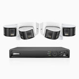 FDH600 - 8 Channel PoE Security System with 2 Bullet & 2 Turret Dual Lens Cameras, 6MP Resolution, 180° Ultra Wide Angle, f/1.2 Super Aperture, Built-in Microphone, Active Siren & Alarm, Human & Vehicle Detection