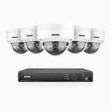 H800 - 4K 8 Channel 5 Cameras PoE Security System, Human & Vehicle Detection, Built-in Micphone & SD Card Slot, Color & IR Night Vision, RTSP Supported