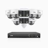 HDCK680 - 8 Channel PoE NVR Security System with Six 4K Cameras & Two 6MP Dual Lens Panoramic Camera (180° Ultra Wide Angle), Human & Vehicle Detection, Built-in Microphone, Two-Way Audio