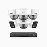 H800 - 4K 8 Channel PoE Security System with 2 Bullet & 4 Dome (IK10) Cameras, Vandal-Resistant, Human & Vehicle Detection, Built-in Mic, RTSP Supported