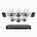 H800 - 4K 8 Channel PoE Security System with 2 Bullet & 6 Dome (IK10) Cameras, Vandal-Resistant, Human & Vehicle Detection, Built-in Mic, RTSP Supported