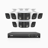 HDCK680 - 8 Channel PoE NVR Security System with Six 4K Cameras & Two 6MP Dual Lens Panoramic Camera (180° Ultra Wide Angle), Human & Vehicle Detection, Built-in Microphone, Two-Way Audio