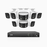 HDCK680 - 8 Channel PoE NVR Security System with Six 4K Cameras & Two 6MP Dual Lens Panoramic Camera (180° Ultra Wide Angle), Human & Vehicle Detection, Built-in Microphone, Two-Way Audio