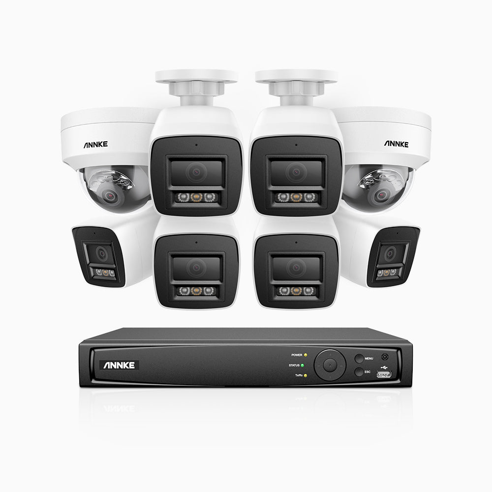 H800 - 4K 8 Channel PoE Security System with 6 Bullet & 2 Dome (IK10) Cameras, Vandal-Resistant, Human & Vehicle Detection, Built-in Mic, RTSP Supported