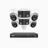 HDCK680 - 8 Channel PoE NVR Security System with Four 4K Cameras & Two 6MP Dual Lens Panoramic Camera (180° Ultra Wide Angle), Human & Vehicle Detection, Built-in Microphone, Two-Way Audio