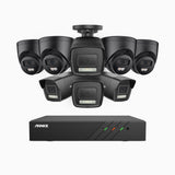 AH500 - 3K 8 Channel PoE Security System with 4 Bullet & 4 Turret Cameras, Color & IR Night Vision, 3072*1728 Resolution, f/1.6 Aperture (0.005 Lux), Human & Vehicle Detection, Built-in Microphone,IP67