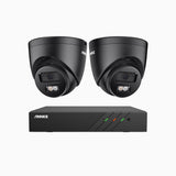 AH500 - 3K 8 Channel 2 Cameras PoE Security System, Color & IR Night Vision, 3072*1728 Resolution, f/1.6 Aperture (0.005 Lux), Human & Vehicle Detection, Built-in Microphone,IP67