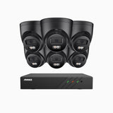 AH500 - 3K 8 Channel 6 Cameras PoE Security System, Color & IR Night Vision, 3072*1728 Resolution, f/1.6 Aperture (0.005 Lux), Human & Vehicle Detection, Built-in Microphone,IP67