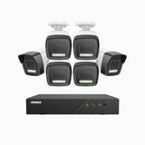 AH500 - 3K 8 Channel 6 Cameras PoE Security System, Color & IR Night Vision, 3072*1728 Resolution, f/1.6 Aperture (0.005 Lux), Human & Vehicle Detection, Built-in Microphone,IP67