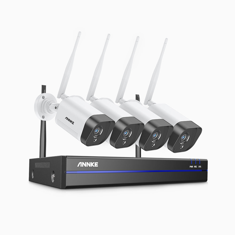 WAS500 - 5MP 8 Channel 4 Cameras Wireless NVR CCTV System, EXIR Night Vision, Two-Way Audio, Built-in Microphone, Works with Alexa, IP66