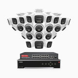 H800 - 4K 32 Channel PoE Security System with 12 Bullet & 12 Turret Cameras, Human & Vehicle Detection, Color & IR Night Vision, Built-in Mic, RTSP Supported, 16-Port PoE Switch Included