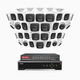 H800 - 4K 32 Channel PoE Security System with 24 Bullet & 8 Turret Cameras, Human & Vehicle Detection, Color & IR Night Vision, Built-in Mic, RTSP Supported, 16-Port PoE Switch Included