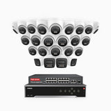 H800 - 4K 32 Channel PoE Security System with 4 Bullet & 20 Turret Cameras, Human & Vehicle Detection, Color & IR Night Vision, Built-in Mic, RTSP Supported, 16-Port PoE Switch Included