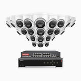 H1200 - 4K 12MP 32 Channel 24 Cameras PoE Security System, Color & IR Night Vision, Human & Vehicle Detection, H.265+, Built-in Microphone, Max. 512 GB Local Storage, IP67