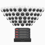 H800 - 4K 64 Channel 48 Cameras PoE Security System, Human & Vehicle Detection, Color & IR Night Vision, Built-in Mic, RTSP Supported, 16-Port PoE Switch Included