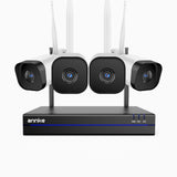 WS800 - 8MP Ultra HD 16 Channel 4 Cameras Wireless NVR Security System, 2.4/5.8G Dual-Band WiFi Pro, Human Motion Detection, Two-Way Audio, Night Vision, Works with Alexa